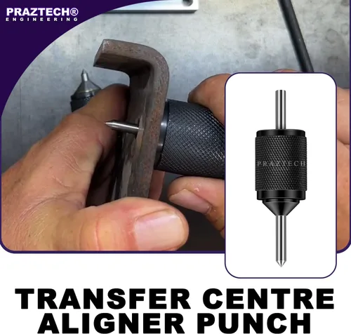 Vista 3 de PRAZTECH® Punzón central de alineador de centro de transferencia universal, pasador endurecido (juego de 2) Orificios centrales de transferencia