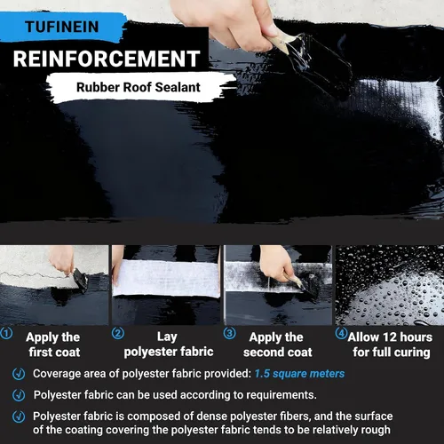 Vista 7 de Sellador impermeable líquido de goma, 11 libras/11.0 lbs, color negro, secado rápido, reparación de fugas de fundación de múltiples superficies