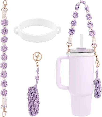 Vista 7 de Accesorios de dijes para taza Stanley, versátil portavasos con correa para botella de agua de 14 onzas, 30 onzas, 40 onzas