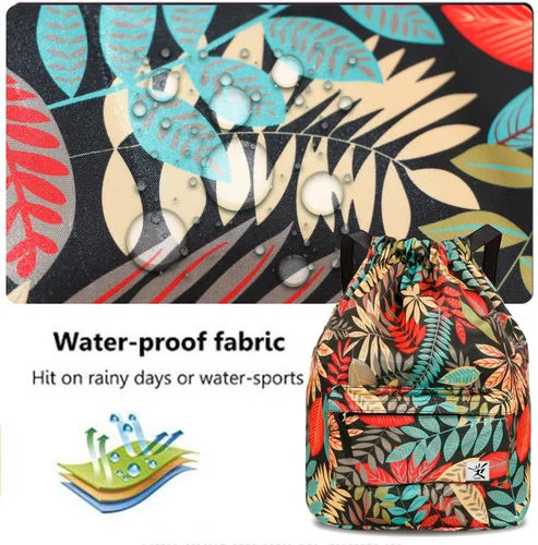 Vista 6 de Bolsa impermeable con cordón para ir al gimnasio o la playa, o practicar deportes, unisex