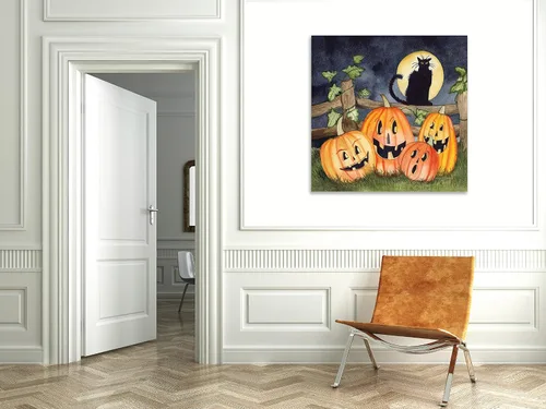 Vista 6 de Jaxson Rea "Haunting Halloween Night I No Border Gallery Wrapped Canvas by Kathleen Parr McKenna, 12" x 12