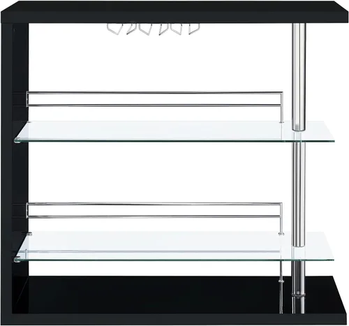 Vista 7 de Coaster Home Furnishings Prescott - Mesa rectangular para vino con estantes de vidrio templado transparente y estantes para copas - Comedor y bar