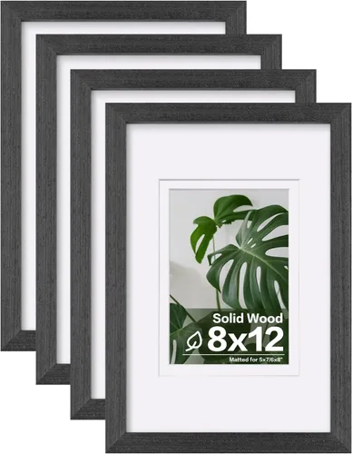 Vista 63 de Egofine - Juego de 4 portarretratos A4 de madera maciza y cubierta de plexiglás de 4 x 6/6 x 8 pulgadas con paspartú o A4 sin paspartú, para mesa