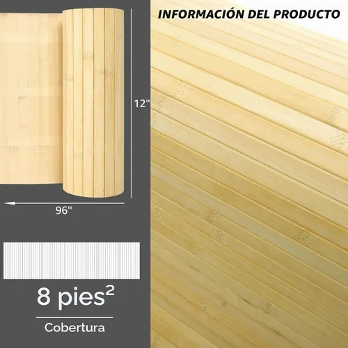 Vista 4 de Art3d - Panel de bambú natural para decoración de pared interior, panel de revestimiento de poste, techo, muebles, gabinete, oficina, 12 x 96 Crudo