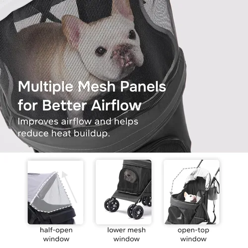 Vista 11 de Cochecito para mascotas ultraligero de 10 libras – Cochecito paraguas plegable compacto con correa de hombro duradera, organizador de 3