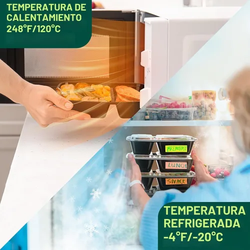 Vista 4 de Glotoch - Paquete de 10 recipientes de 32 onzas para preparación de comidas reutilizables, aptos para microondas, extra grandes y gruesos con tapas