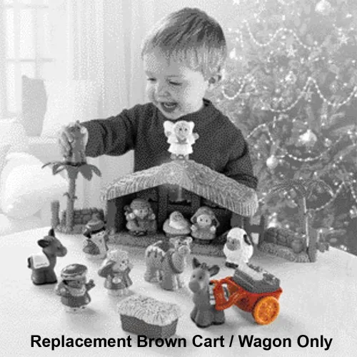 Vista 4 de Carro de repuesto marrón para Fisher-Price Little People Deluxe Christmas Story, juego de pesebre ~ J2404
