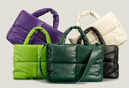 Vista 6 de Bolsas hobo para mujer, suaves, acolchadas, con relleno, con asa superior, cuadradas, sólidas, bolsas de mano