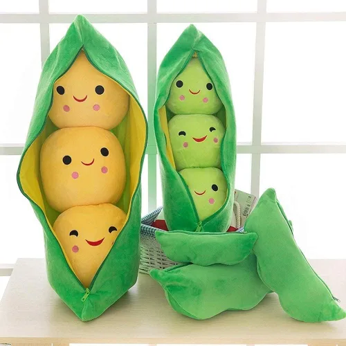 Vista 9 de AOQI Muñeco de peluche gigante de guisantes en vaina, almohada de vaina de guisantes, lindos muñecos de guisantes de peluche, muñeca de planta