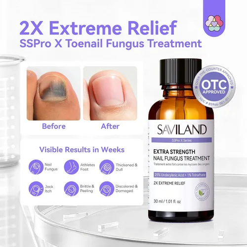 Vista 2 de SAVILAND Tratamiento de Hongos en las Uñas de los Pies de Fuerza Extra: 2X Reparación Extrema de Uñas para Uñas Decoloradas y Dañadas Suavizante