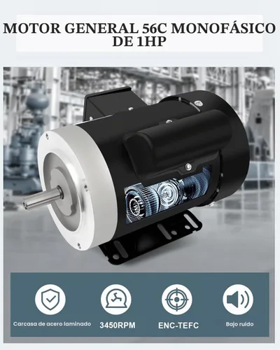 Vista 3 de Motor del compresor de aire 1HP,Motor eléctrico de uso general,Monofásico 3450RPM 56C Marco TEFC CW/CCW