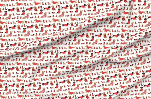 Vista 4 de Spoonflower Tela – Suéter de perro salchicha de Navidad rojo y blanco perro perro perro invierno vacaciones impreso en tela de gasa Fat Quarter