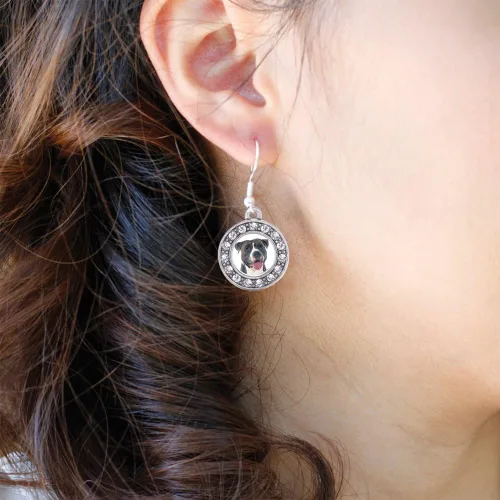 Vista 3 de Inspired Silver - Pendientes colgantes de gancho francés con dije de círculo de plata con joyas de circonita cúbica