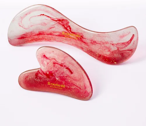 Vista 33 de Scienlodic Gua Sha - Herramienta de masaje con mango (resina), herramienta de raspado Guasha más grande para masaje de espalda, cuello, cara
