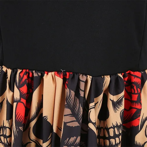 Vista 5 de Vestido de Halloween para mujer 2022 con cuello en V y cremallera de manga larga con panel