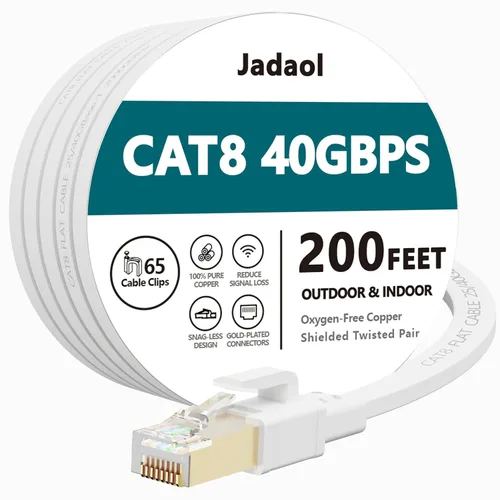 Vista 33 de Jadaol Cable Ethernet Cat8 1.5 pies 40Gbps 2000MHz Cable LAN S/FTP plano