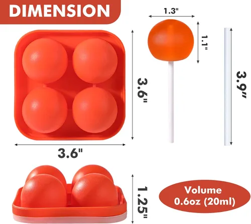Vista 2 de Webake Juego de 3 moldes para piruletas, moldes de silicona para caramelos duros con 100 palitos de papel, moldes redondos 3D de caramelo con tapas