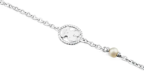 Vista 3 de TOUS Camee - Pulsera de plata de ley con oso y perla cultivada 0.197 in, Diseño 0.5 in