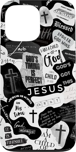 Vista 24 de Funda estética para iPhone 16 con versículos bíblicos cristianos, frases positivas
