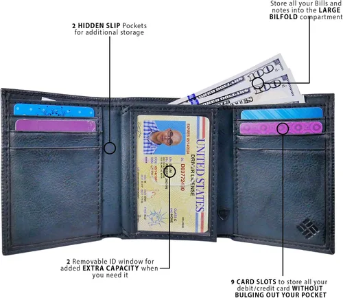 Vista 4 de Columbia Men's RFID Trifold Wallet
