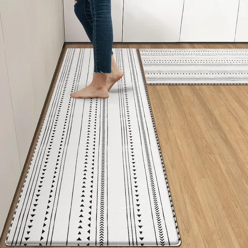 Vista 12 de Arttown - Juego de 2 tapetes antifatiga para cocina de mármol negro y oro, tapete acolchado impermeable y antideslizante y alfombra de espuma