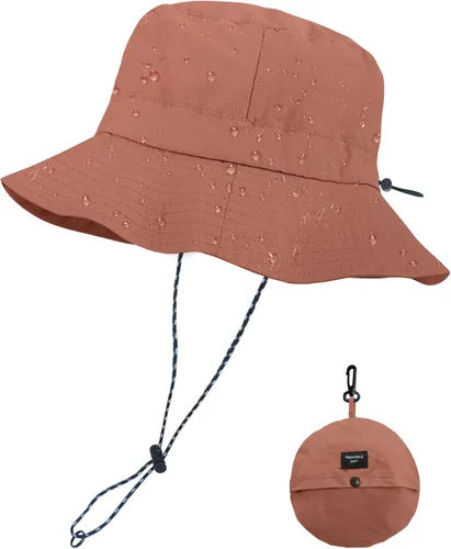 Vista 12 de PFFY Packable Sun Bucket Hat for Men Women Outdoor UV Protection Sun Hats Caqui