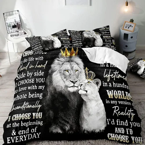Vista 18 de VIVIHOME - Juego de ropa de cama inspiradora de león de 2 piezas, funda de edredón individual, ropa de cama negra con animales salvajes africanos