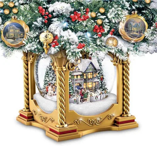 Vista 4 de The Bradford Exchange Thomas Kinkade Snow-Kissed Holiday Memories - Árbol de mesa