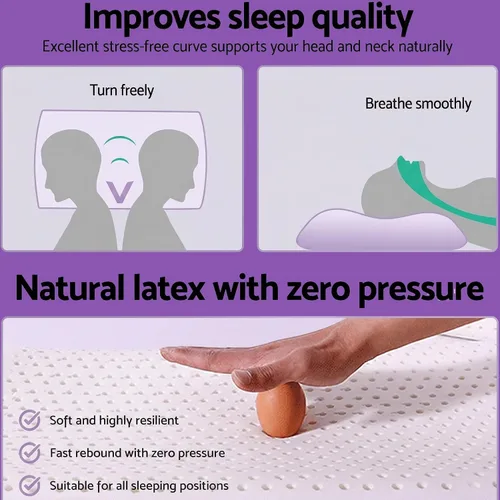 Vista 5 de Talalay - Almohada de látex para dormir, almohada de cama suave con funda de almohada de algodón que ayuda a aliviar la presión, almohada de alta