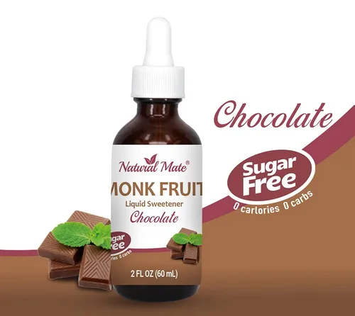 Vista 2 de Edulcorante líquido saborizado de fruta de monje optimizado con eritritol 2oz - Sabor a chocolate Paquete de 3