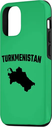 Vista 2 de iPhone 15 Isolated black silhouette of a map of Turkmenistan Case