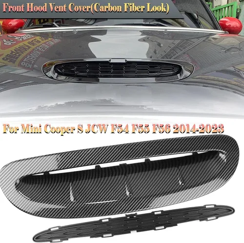 Vista 7 de Capó delantero para campana extractora de ventilación para Mini Cooper S JCW F54 F55 F56 F57 2014-2024 aspecto de carbono negro brillante