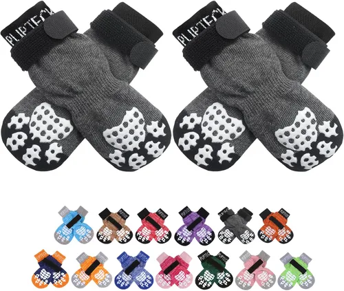 Vista 18 de PUPTECK Calcetines antideslizantes para perros con agarres de doble cara para perros pequeños, medianos y grandes, suelos de madera dura que evitan