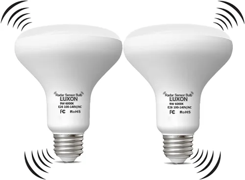 Vista 10 de LUXON Bombillas con sensor de movimiento de radar BR25 de 9 W, detector equivalente al atardecer al amanecer de 90 W, iluminación de lámpara LED
