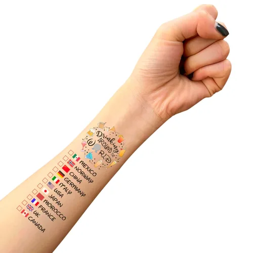 Vista 6 de Beber alrededor del mundo - Paquete de 2 tatuajes temporales