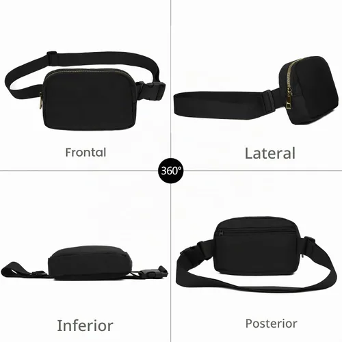 Vista 2 de VOROLO Fanny Pack For Women And Men Black with rope Negro