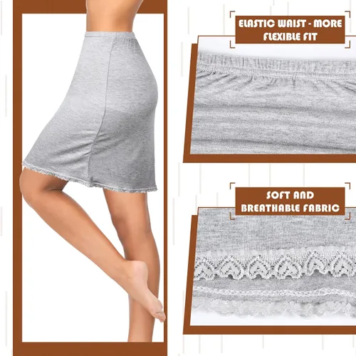 Vista 6 de Vestido de encaje de 4 piezas para mujer con ribete de encaje corto, medias ranuras para debajo de los vestidos, debajo de la falda para vestidos