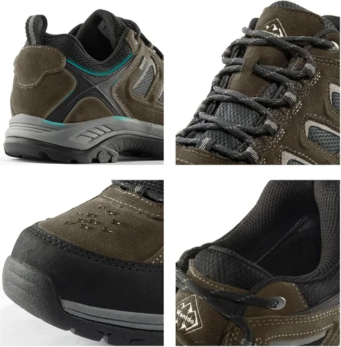 Vista 6 de wantdo Zapatos de senderismo impermeables de corte bajo para hombre, anchos, transpirables, antideslizantes, para senderismo, ciclismo de montaña