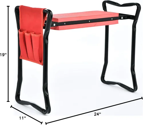 Vista 2 de TABOR TOOLS TR2A - Banco de jardín y asiento con bolsa de herramientas y cojín de espuma, asiento de trabajo con opción de banco arrodillado