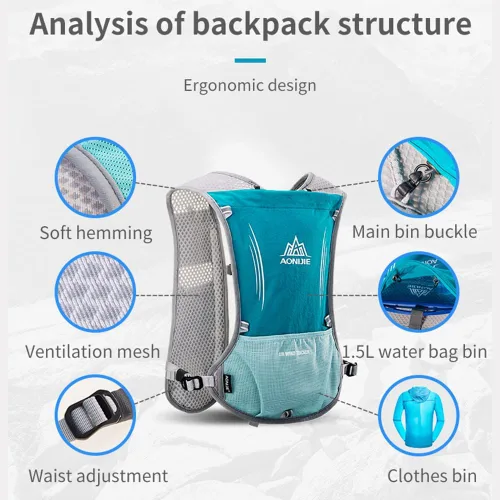 Vista 2 de AONIJIE Chaleco Mochila de Hidratación para Deportes al Aire Libre, Transpirable y Ligero, Paquete de Hidratación para Correr, Ciclismo y Senderismo