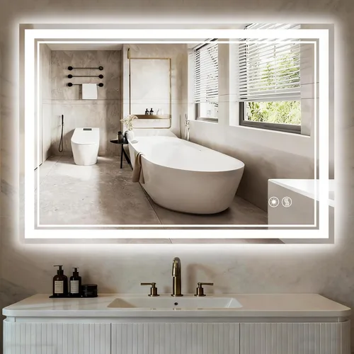 Vista 9 de Espejo de baño de 28 x 36 pulgadas con luces, regulable en 3 colores, sin