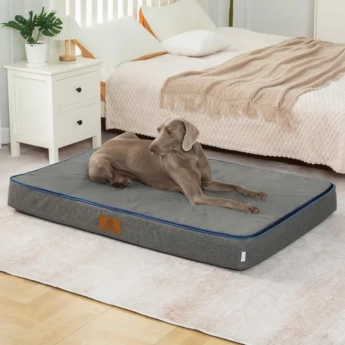 Vista 25 de LIORCE Cama grande para perros de espuma viscoelástica, camas ortopédicas de 4 pulgadas de grosor para perros grandes, cama impermeable para perros