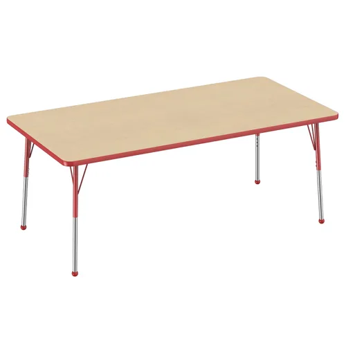 Vista 101 de FDP - Mesa rectangular para actividades escolares y de oficina (24 x 36 pulgadas), patas estándar con deslizadores giratorios, altura ajustable