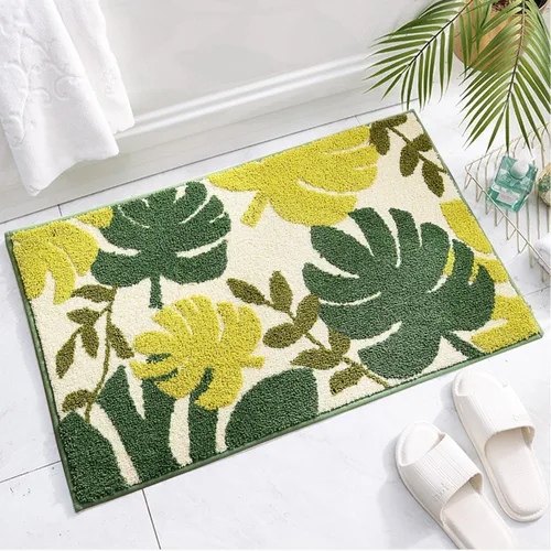 Vista 10 de Hi Space Alfombras de baño de 24 x 16 pulgadas con hojas para baño, antideslizante, lavable a máquina, suave, absorbente, bonita alfombra de baño