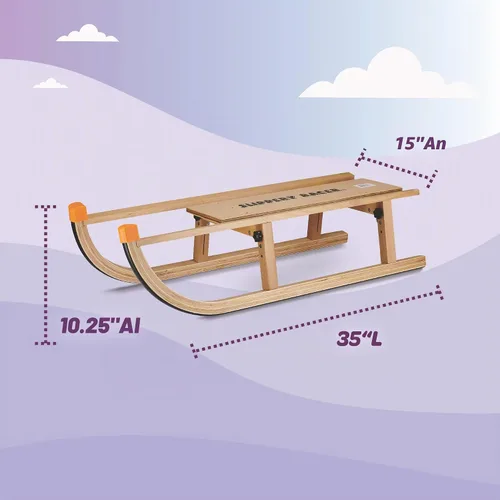 Vista 5 de Slippery Racer Trineo de nieve plegable de madera para niños