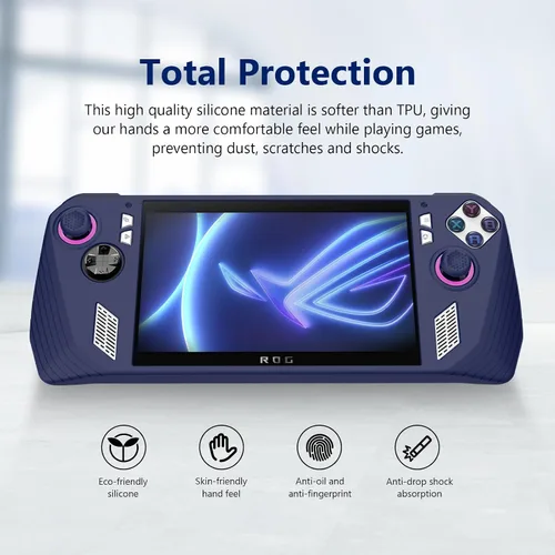 Vista 2 de Funda protectora de silicona para consola de juegos ASUS ROG Ally 2023 a prueba de caídas para ASUS Rog Ally 2023 (azul oscuro)
