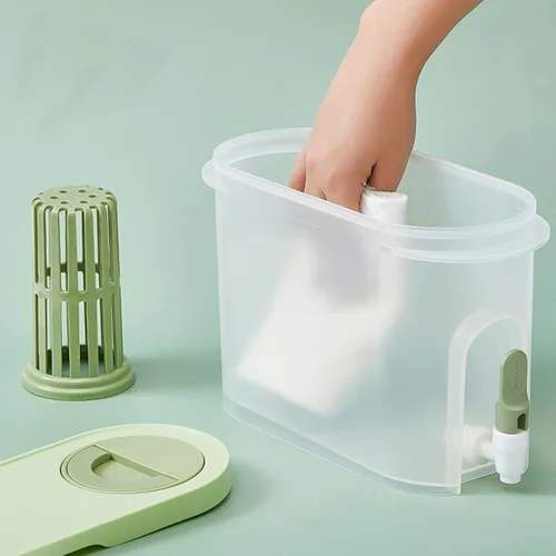 Vista 5 de Dispensador de bebidas de plástico, refrigerador de conservación sellada de polipropileno de 3.9 L, recipiente de té con leche helada, limonada
