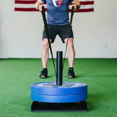 Vista 4 de Titan Fitness Trineo de entrenamiento de velocidad de potencia con correa de 14.5 pies, capacidad de 500 libras, arrastre ponderado o trineo