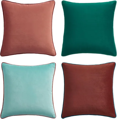 Vista 16 de MONDAY MOOSE - Juego de 4 fundas de cojín decorativas de terciopelo suave, diseño moderno de doble cara; mezcla y combina, rellenos de almohada