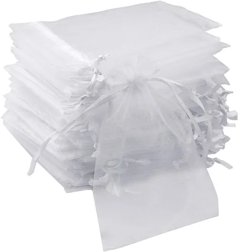 Vista 9 de Tojwi 50 bolsas de organza de 3.54 x 4.33 pulgadas (3.5 x 4.3 in) de satén con cordón de organza, bolsa de regalo para boda, fiesta, bolsa